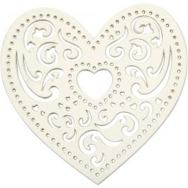 Coeur dentelle, L : 7,5 cm, 250 gr, blanc, 18 pièces/ 1 Pq. [HOB-23903]