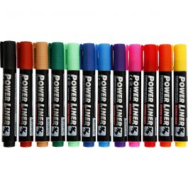 Power Liner, trait 1,5-3 mm, ass. de couleurs, 12 pièces/ 1 Pq. [HOB-25042]
