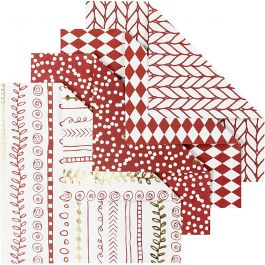 Papier Origami, rouge, dim. 10x10 cm, 80 gr, 40 flles/ 1 Pq. [HOB-25370]