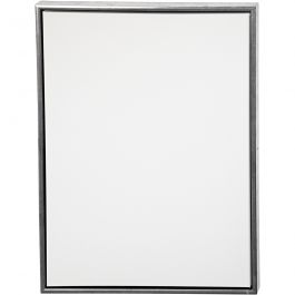 Entoile avec Cadre en Bois, dim. 60x80 cm, 360 gr, argent antique, blanc, 1 pièce [HOB-25763]