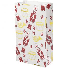 Sac en papier, casse-noisette, H : 21 cm, dim. 6x12 cm, or, rouge, blanc, 8 pièces/ 1 Pq. [HOB-26297]