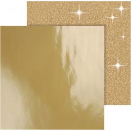 Papier Design, feuille 30,5x30,5 cm, 120+128 gr, or, 2 flles/ 1 Pq. [HOB-26334]