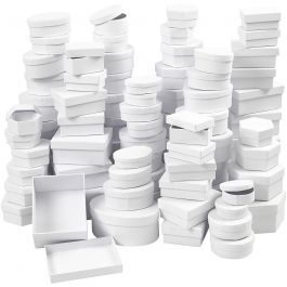 Boîtes , d 5,5-16 cm, Le contenu peut varier , blanc, 168 ass./ 1 Pq. [HOB-26417]