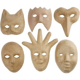 Masques, H : 12-21 cm, 6 pièces/ 1 Pq. [HOB-26712]