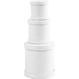 Boîtes tambour, H : 4+5+7 cm, d 4+5+6,5 cm, blanc, 1 set [HOB-26803]