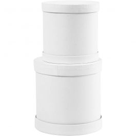 Boîtes tambour, H : 11+13 cm, d 11+13 cm, blanc, 1 set [HOB-26804]