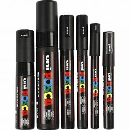 Feutre Posca, trait 0,7-15 mm, noir, 6 pièces/ 1 Pq. [HOB-279900]