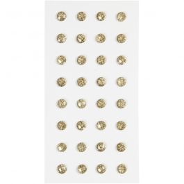 Pierres de strass, d 8 mm, or, 32 pièces/ 1 Pq. [HOB-283819]