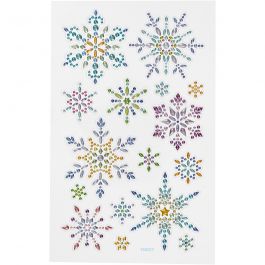 Autocollants diamant, flocons de neige, feuille 10x16 cm, 1 flles [HOB-284033]