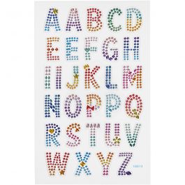 Autocollants diamant, alphabet, feuille 10x16 cm, 1 flles [HOB-284035]