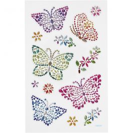 Autocollants diamant, papillons, feuille 10x16 cm, 1 flles [HOB-284038]