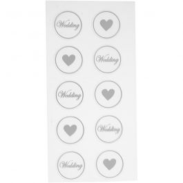 Autocollants, Coeurs - wedding, d 25 mm, feuille 7,8x15,5 cm, noir, 2 flles ass./ 1 Pq. [HOB-28439]