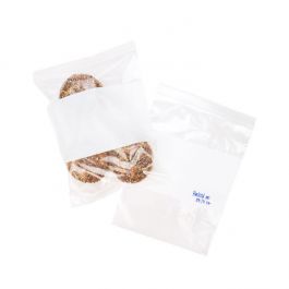 Sachet zip en PE-BD avec fenêtre d'écriture blanche 20,3x25,4cm (100 pièces) [2WE810]