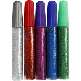 Colle à paillettes, ass. de couleurs, 5x10 ml/ 1 Pq. [HOB-31808]