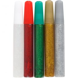 Colle à paillettes, ass. de couleurs, 5x10 ml/ 1 Pq. [HOB-31810]