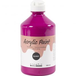 Peinture Acrylique Brillante, rose, 500 ml/ 1 flacon [HOB-32020]
