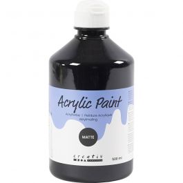 Peinture Acrylique Mate, noir, 500 ml/ 1 flacon [HOB-32104]