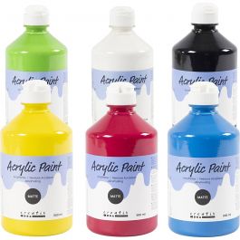 Peinture Acrylique Mate, couleur primaire, 6x500 ml/ 1 Pq. [HOB-32132]