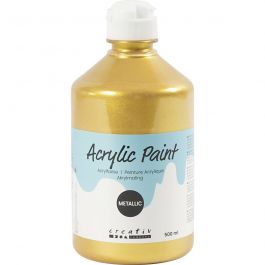 Peinture Acrylique Métallique, Métallisé, or, 500 ml/ 1 flacon [HOB-32228]