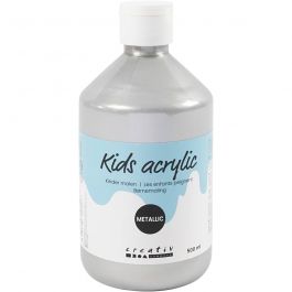 Peinture Acrylique Métallique, Métallisé, argent, 500 ml/ 1 flacon [HOB-32230]