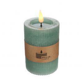 Bougie pilier LED Ø7 h. 10 cm vert eucalyptus (1 pc) [IFS-32625]