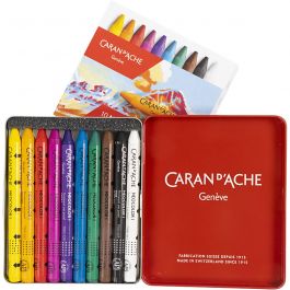 CARAN D’ACHE Caran d'Ache Néocolor 1, L : 10 cm, ép. 8,5 mm, ass. de couleurs, 10 pièces/ 1 Pq. [HOB-34010]