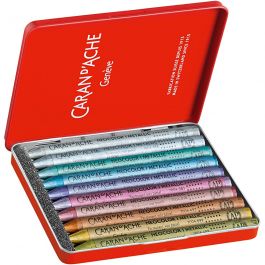 CARAN D’ACHE Caran d'Ache Néocolor 1, L : 10 cm, ép. 8,5 mm, couleurs métalliques, 10 pièces/ 1 Pq. [HOB-34012]