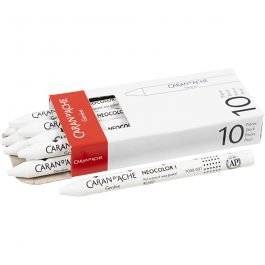 CARAN D’ACHE Caran d'Ache Néocolor 1, L : 10 cm, ép. 8,5 mm, white (001), 10 pièces/ 1 Pq. [HOB-34020]