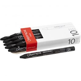 CARAN D’ACHE Caran d'Ache Néocolor 1, L : 10 cm, ép. 8,5 mm, black (009), 10 pièces/ 1 Pq. [HOB-34021]