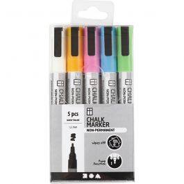 Feutres à craie, trait 1,2-3 mm, Couleurs vives, 5 pièces/ 1 Pq. [HOB-37385]