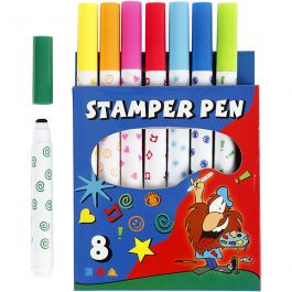 Feutres Tampons, ass. de couleurs, 8 pièces/ 1 Pq. [HOB-37985]