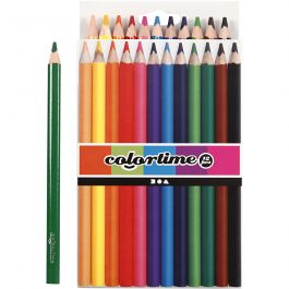Crayons de Couleur Colortime, L : 17,45 cm, mine 5 mm, JUMBO, ass. de couleurs, 12 pièces/ 1 Pq. [HOB-38081]