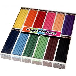Crayons de Couleur Colortime, L: 17,45 cm, mine 3 mm, ass. de couleurs, 12x24pièce/ 1 Pq. [HOB-38092]