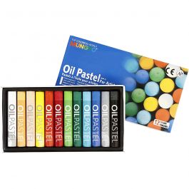 Pastels à l'huile Mungyo, L : 7 cm, ép. 11 mm, ass. de couleurs, 12 pièces/ 1 Pq. [HOB-38142]