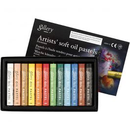Pastels à l'huile Gallery Premium, L : 7 cm, ép. 10 mm, ass. de couleurs, 12 pièces/ 1 Pq. [HOB-38152]