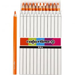 Crayons de Couleur Colortime, L : 17,45 cm, mine 5 mm, JUMBO, orange, 12 pièces/ 1 Pq. [HOB-38171]