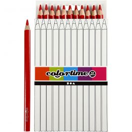 Crayons de Couleur Colortime, L : 17,45 cm, mine 5 mm, JUMBO, rouge, 12 pièces/ 1 Pq. [HOB-38172]
