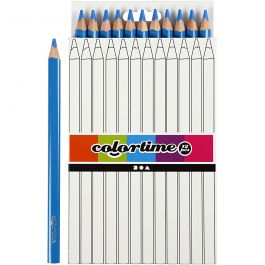 Crayons de Couleur Colortime, L : 17,45 cm, mine 5 mm, JUMBO, bleu, 12 pièces/ 1 Pq. [HOB-38176]