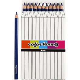 Crayons de Couleur Colortime, L : 17,45 cm, mine 5 mm, JUMBO, bleu foncé, 12 pièces/ 1 Pq. [HOB-38177]