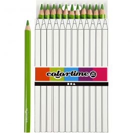 Crayons de Couleur Colortime, L : 17,45 cm, mine 5 mm, JUMBO, vert clair, 12 pièces/ 1 Pq. [HOB-38178]