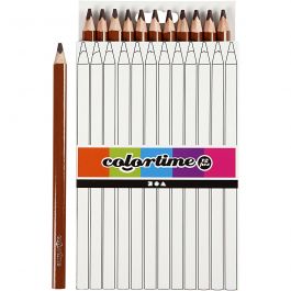 Crayons de Couleur Colortime, L : 17,45 cm, mine 5 mm, JUMBO, brun, 12 pièces/ 1 Pq. [HOB-38180]