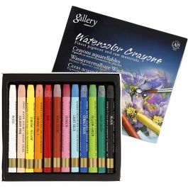 Pastels à la cire aquarellables, L : 9,3 cm, ass. de couleurs, 12 pièces/ 1 Pq. [HOB-38284]