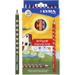 Crayons de Couleur Groove, L : 18 cm, mine 4.25 mm, ass. de couleurs, 10 pièces/ 1 Pq. [HOB-38502]