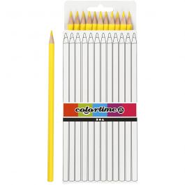 Crayons de Couleur Colortime, L : 17 cm, mine 3 mm, jaune, 12 pièces/ 1 Pq. [HOB-38570]