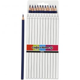 Crayons de Couleur Colortime, L : 17 cm, mine 3 mm, bleu foncé, 12 pièces/ 1 Pq. [HOB-38577]