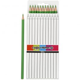 Crayons de Couleur Colortime, L : 17 cm, mine 3 mm, vert clair, 12 pièces/ 1 Pq. [HOB-38578]