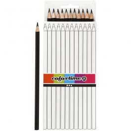 Crayons de Couleur Colortime, L : 17 cm, mine 3 mm, noir, 12 pièces/ 1 Pq. [HOB-38581]