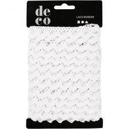 Ruban dentelle, L : 19 mm, blanc, 10 m/ 1 rouleau [HOB-41091]
