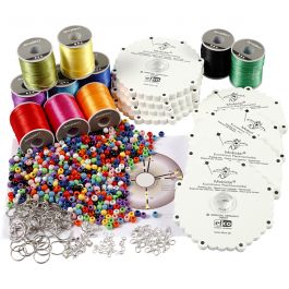 Kit DIY Groupe Kumihimo, couleurs néons, Couleurs vives, 1 set [HOB-41591]