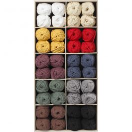 Pelote de fil de coton tubulaire, L: 45 m, ass. de couleurs, 100 boule/ 1 Pq. [HOB-42500]
